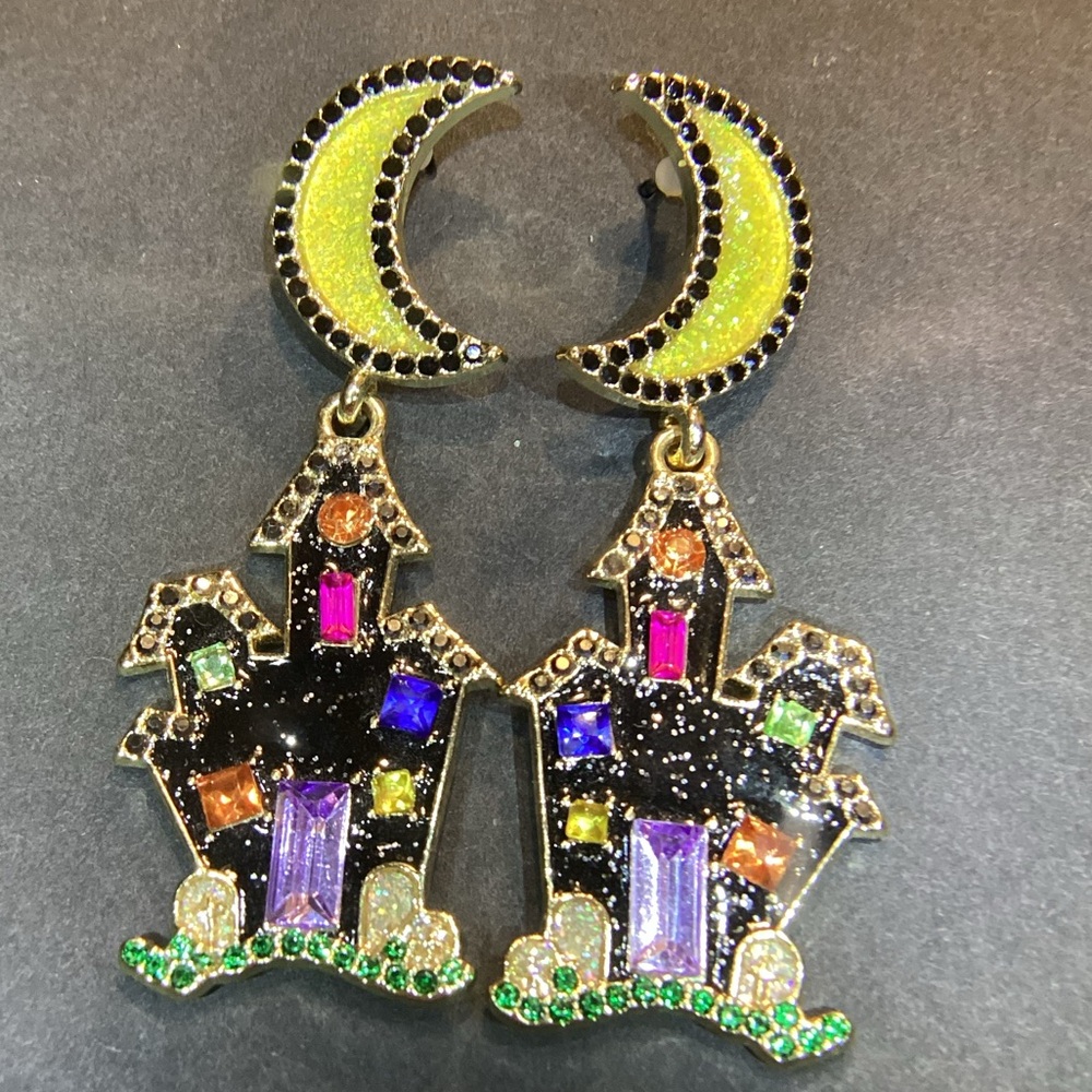 Sugarfix Moon and Haunted House Earrings